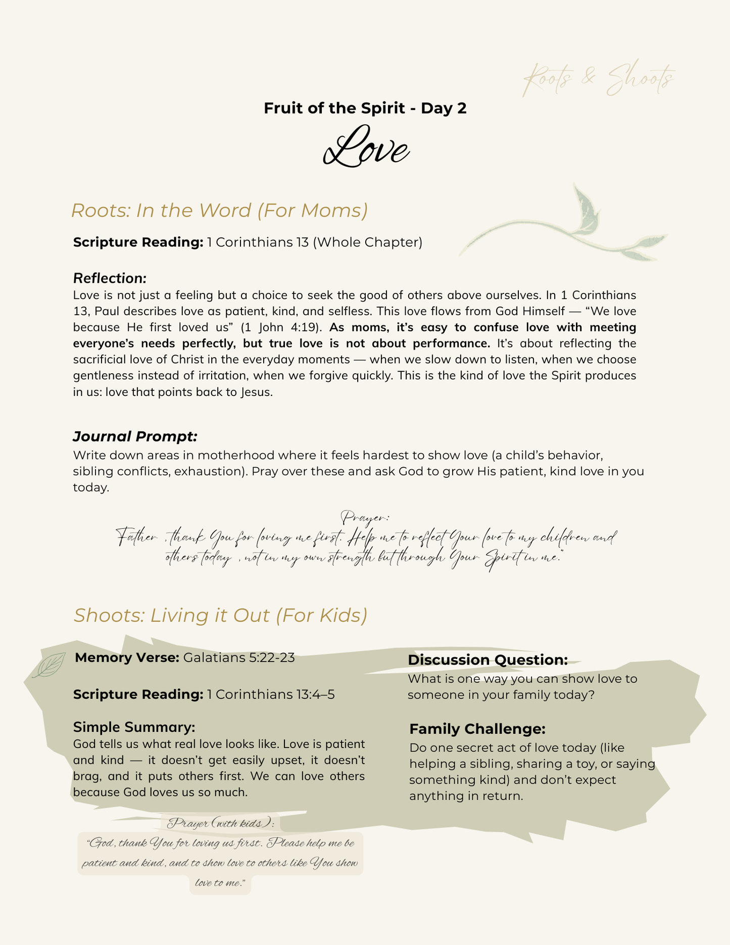 Roots & Shoots: Fruit of the Spirit (11 Day Devotional for Moms + Kids)