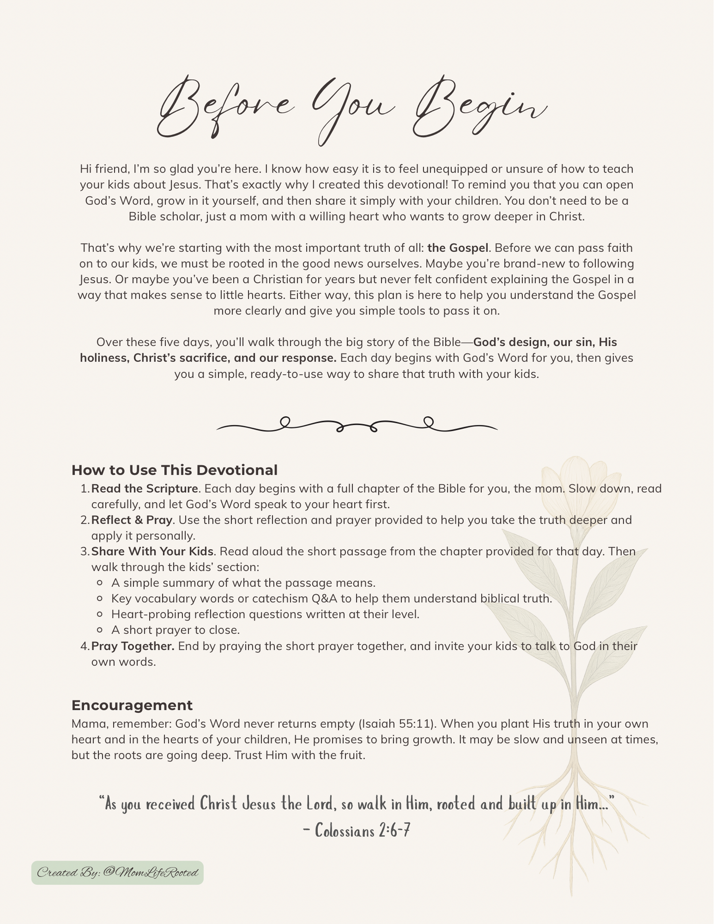 Roots & Shoots: What Is the Gospel? (5-Day Devotional for Moms + Kids)