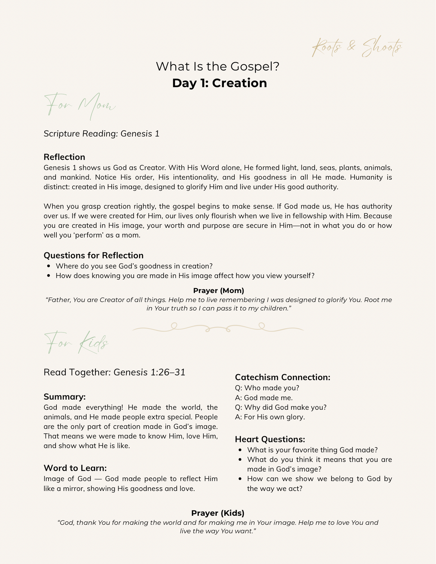 Roots & Shoots: What Is the Gospel? (5-Day Devotional for Moms + Kids)