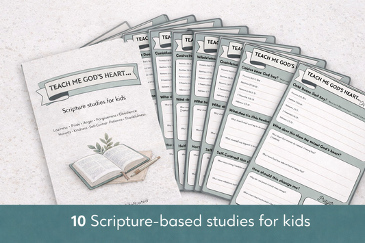 Teach Me God’s Heart – Scripture Studies for Kids (10-Page Bundle)