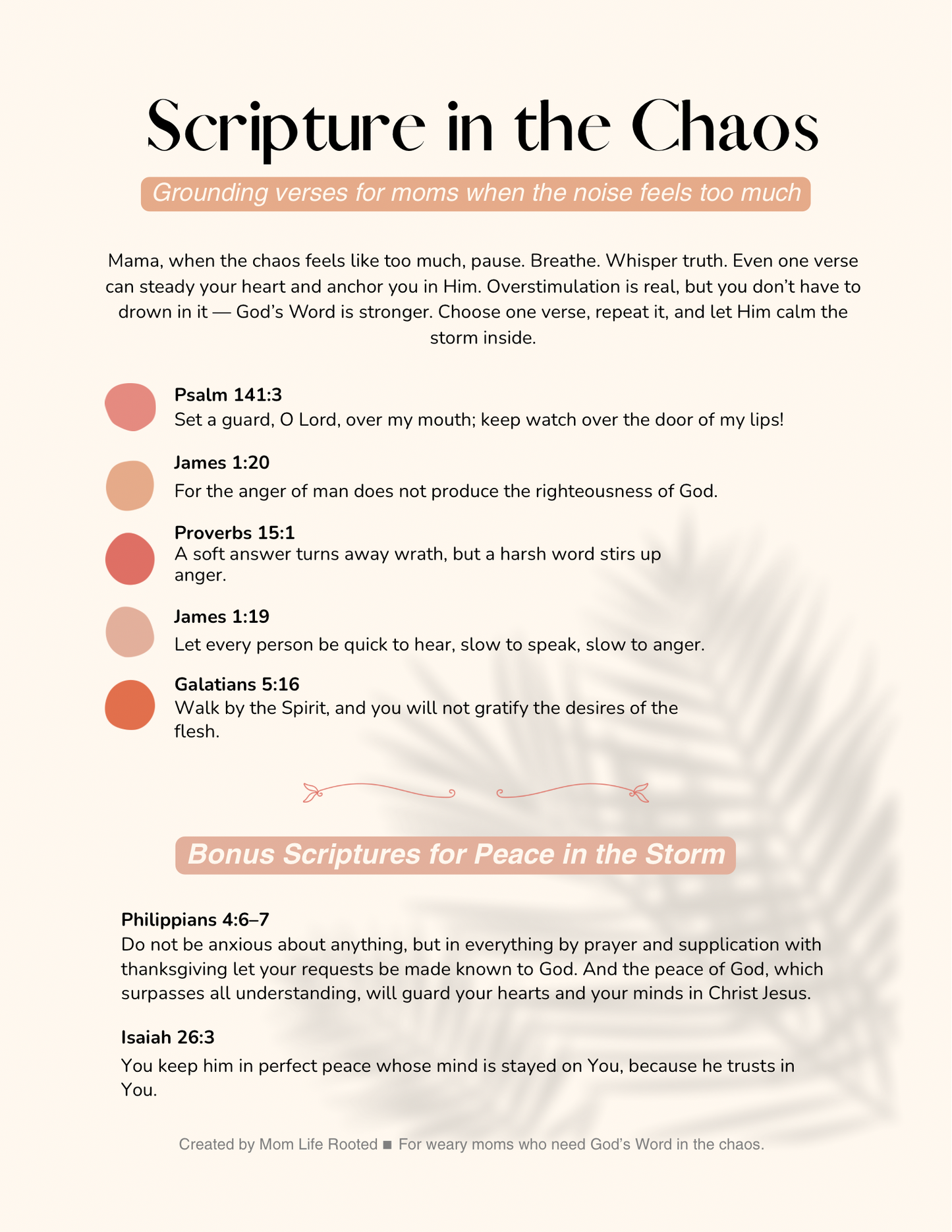 Scripture In the Chaos Printable